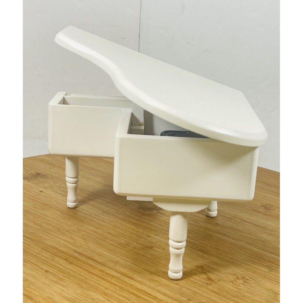 White Piano Music Box with Bench and Black Case Musical Boxes Gift for Christmas - Picture 5 of 13